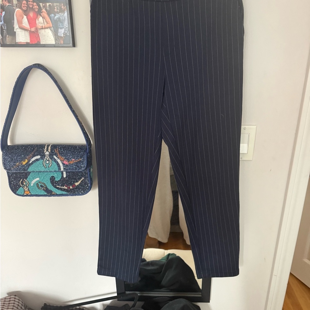 Banana Republic Navy Pin Striped Cropped Pants